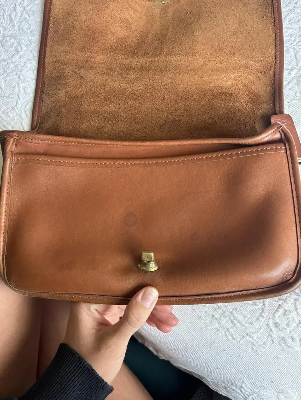 Vintage Coach Ridgefield Flap Crossbody Bag - British Tan  Style 9812